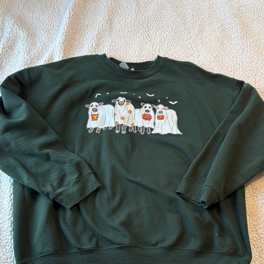 Green Halloween Graphic Sweater